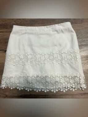 J. Crew Crisp White Ribbon Lace-Trim Cotton Skirt size 6